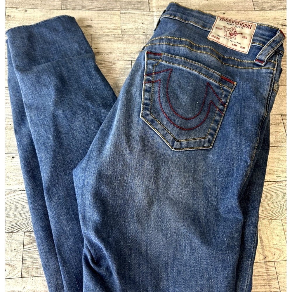 True Religion Jeans Women's 32 Blue Jennie Curvy Mid Rise Super Skinny Stretch